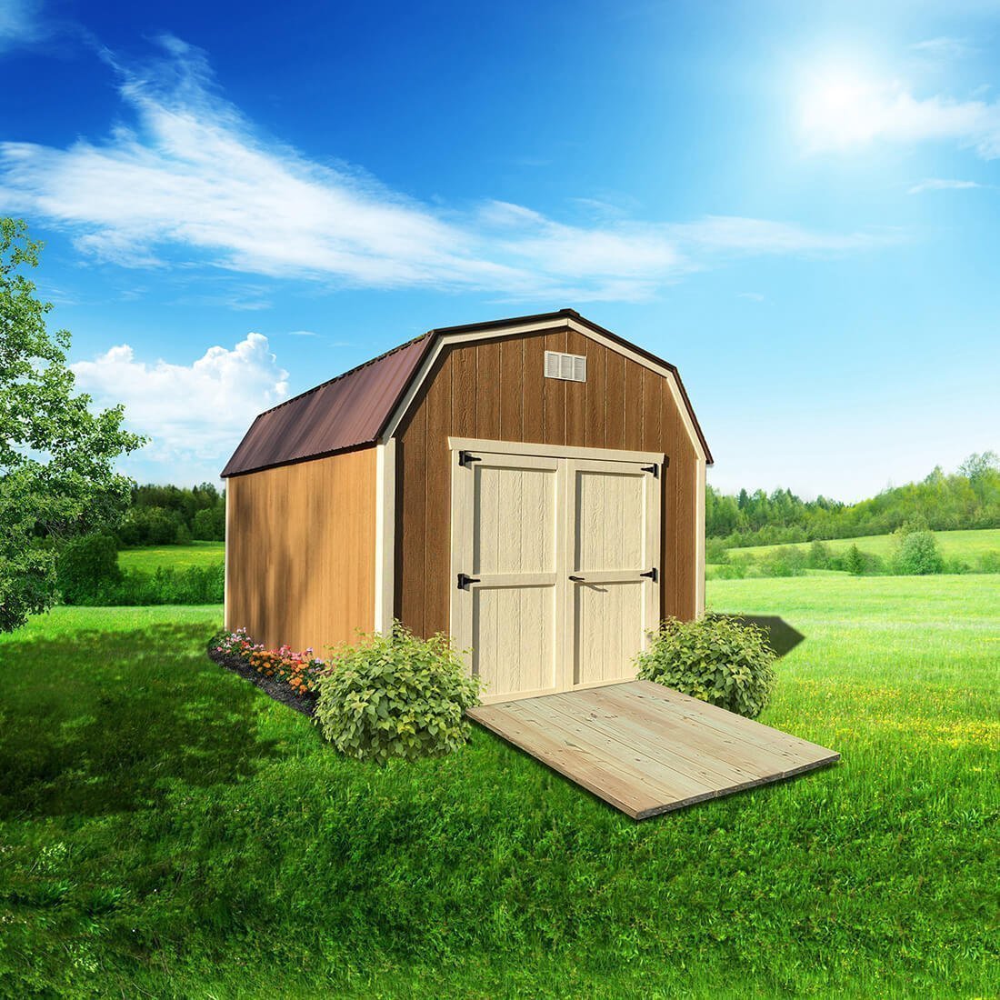 Wooden new England dutch barn shed