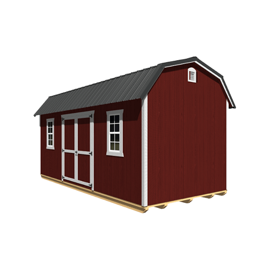 10x20 red gambrel loft barn