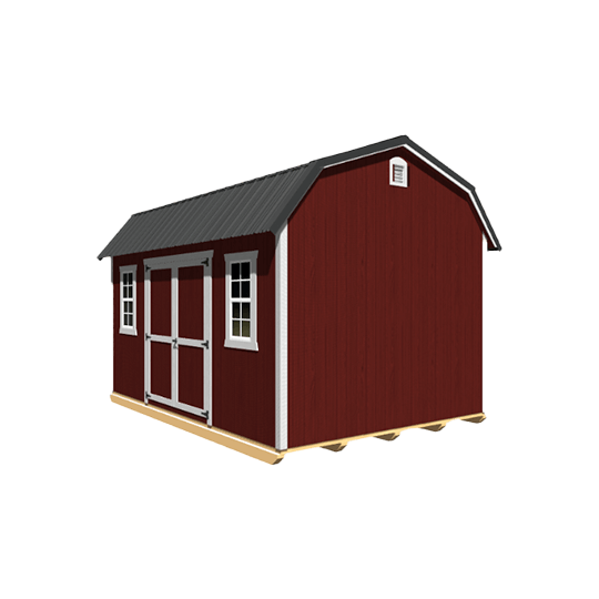 12x16 red gambrel loft barn