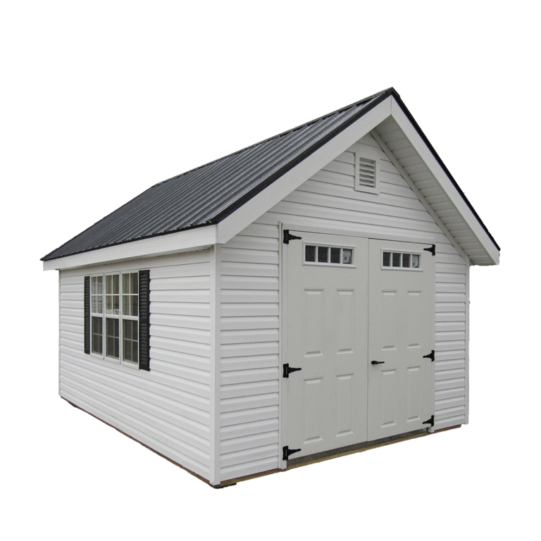 White with black shudders and roof classic chalet